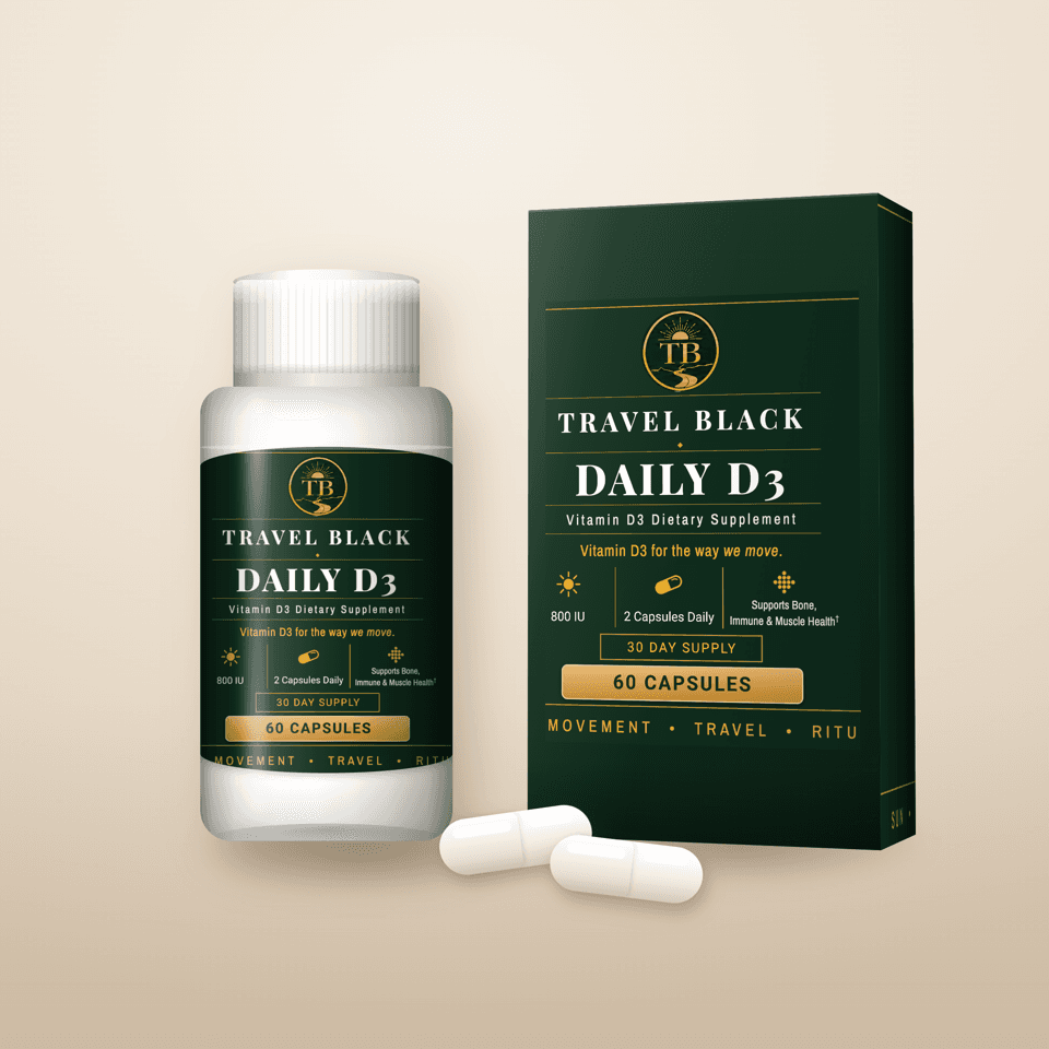 Travel Black Daily D3 bottle and box